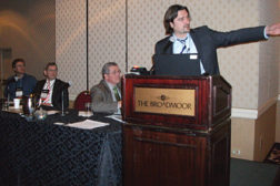 Marc Chasserot, managing director for Shecco, discusses trends in natural refrigerants during an IIAR panel session.