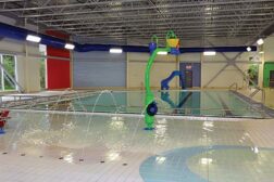 Dehumidification equipment at the Aquatic & Community Centre Pool, Cote Saint Luc, Quebec, Canada, rejects heat into a propylene glycol loop, which is utilized outdoors by a dry cooler.