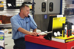 Sales representative Dave Kobel mans the phone lines for a regional Johnstone Supply office in Portland, Oregon.