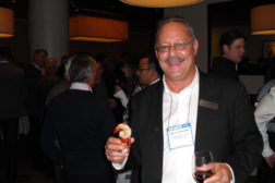 Armstrong Fluid Technologyâ??s OEM Sales Manager Bruce Fontaine enjoys the moment at the companyâ??s AHR event at River Roast.