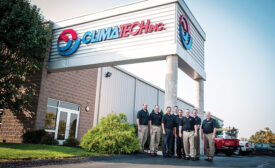 The management team at Climatech Inc., a Pittsburgh-based contractor in both the residential and commercial markets, poses for a picture outside the companyÃ¢??s remodeled building.