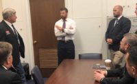 Rep. Markwayne Mullin of Oklahoma talks with ACCA’s Todd Washam and others in a meeting about opioid addiction and related issues. - The ACHR News