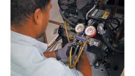 Technician Blending Refrigerants