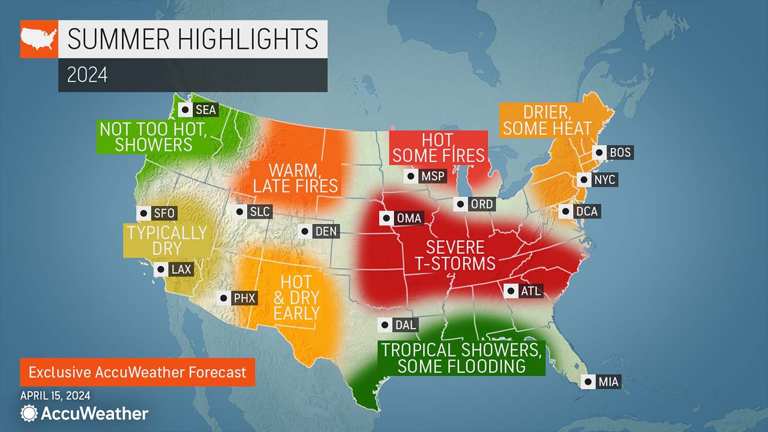 AccuWeather Summer 2024 Highlights Map.