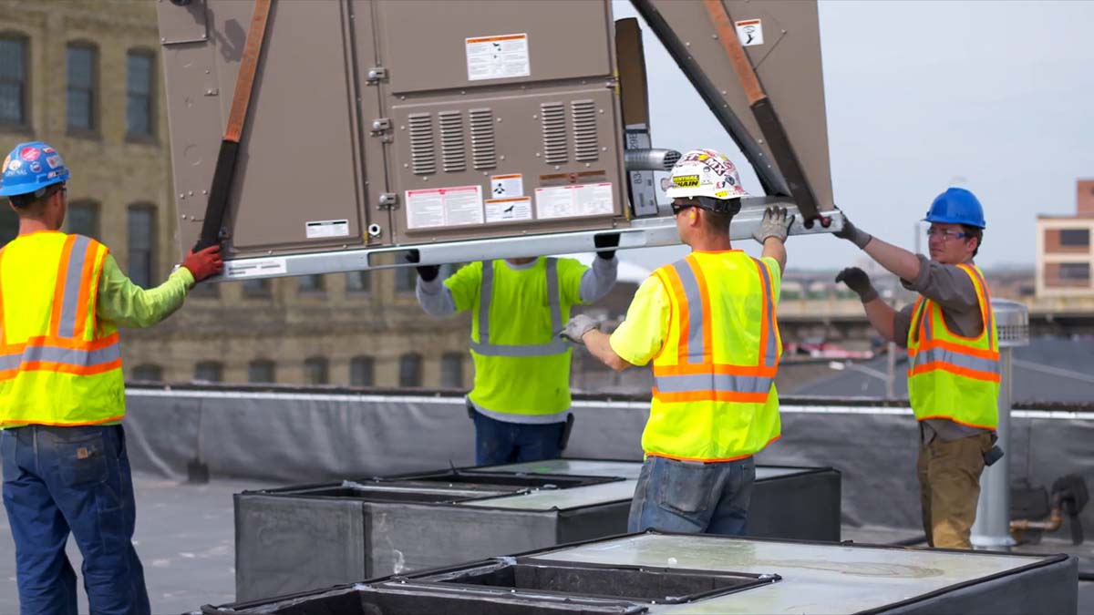 Johnson Controls Rooftop Unit Installation.