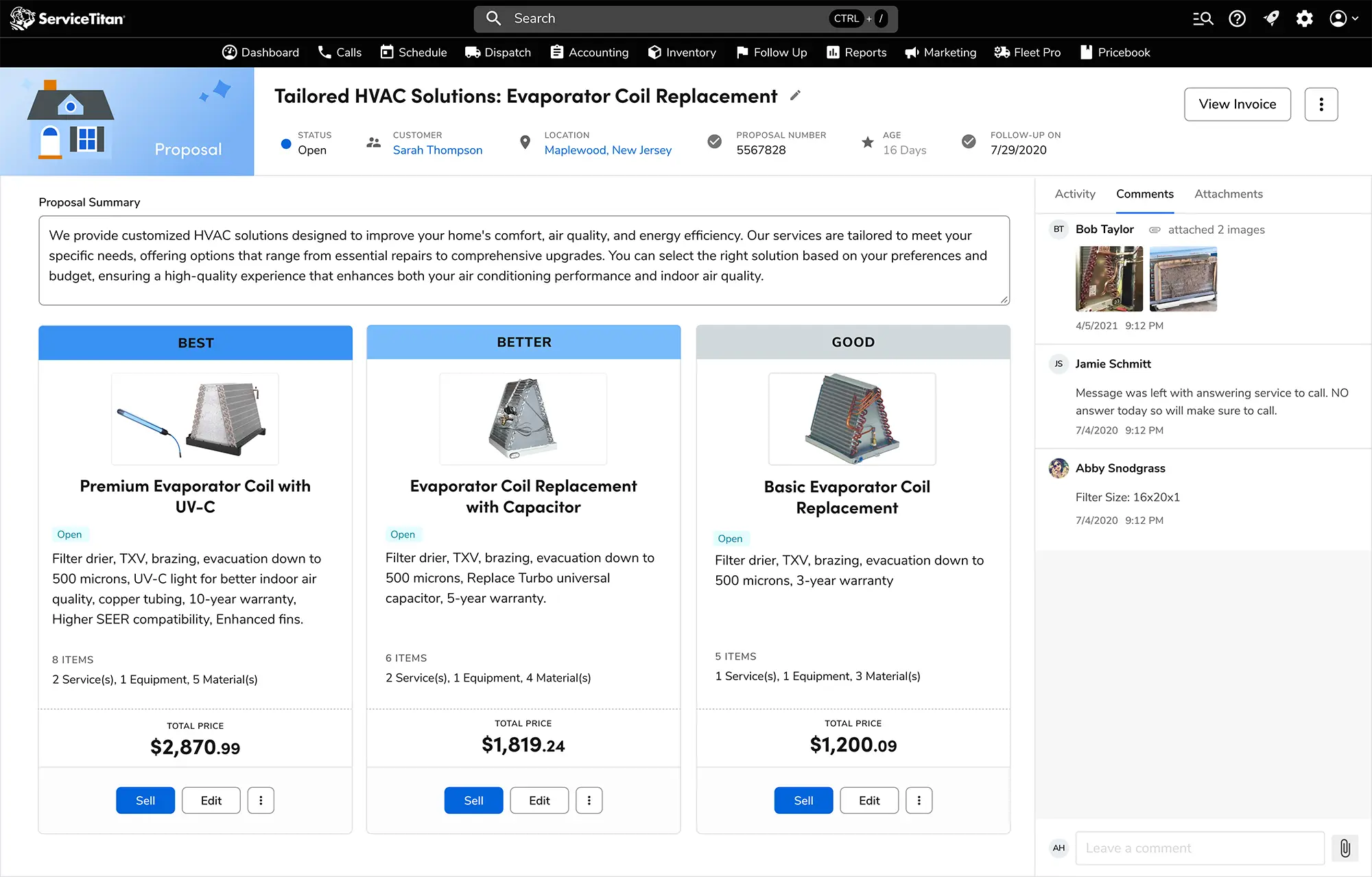 ServiceTitan Tailored HVAC Solutions Screencap.