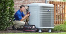 Carrier Technician and HVAC Unit