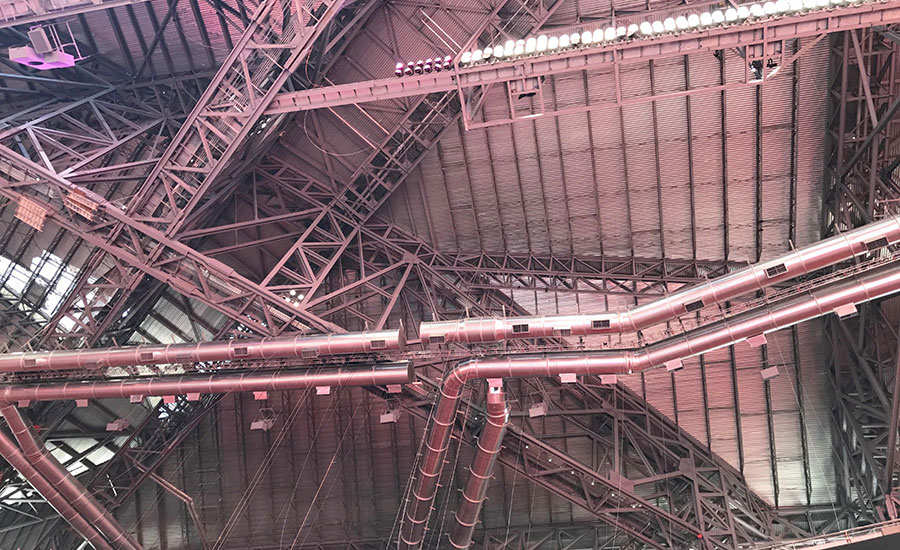 Spiral duct in Mercedes-Benz Stadium in Atlanta football stadium